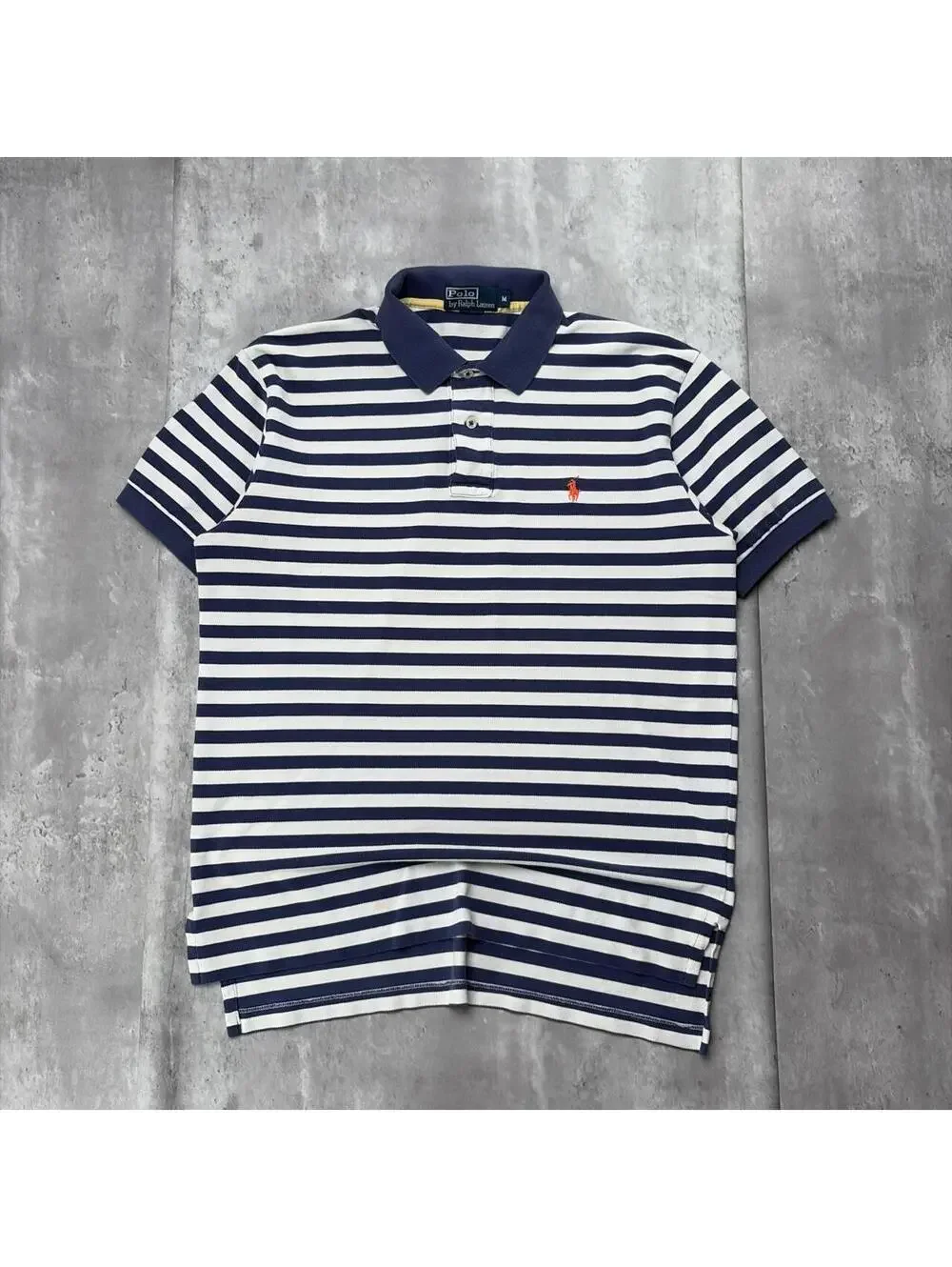 Vintage 90’s Navy Polo Ralph Lauren Grunge Striped Polo Shirt